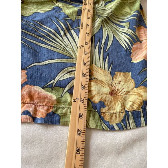 Bermuda Bay XL Tropical Hawaiian Shirt Blue With Orange & Green Floral Design 10 - Picture 4 of 9